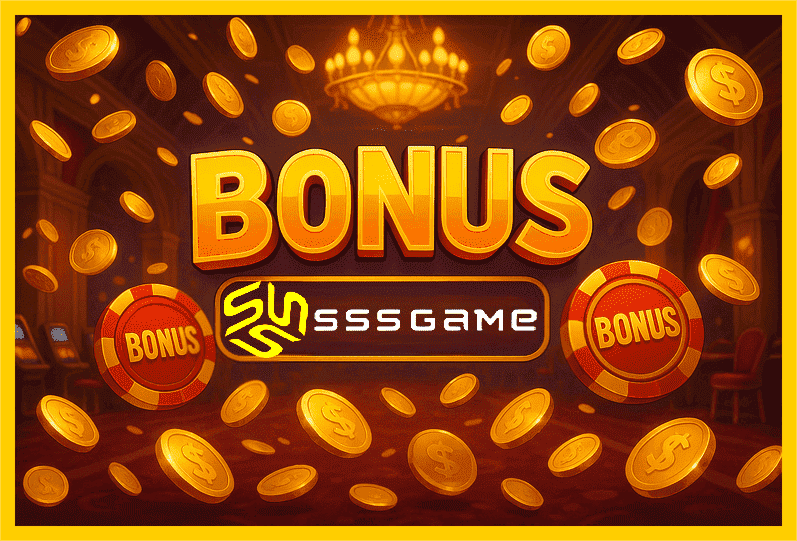 Imagem promovendo bônus SSSGAME com recompensas imperdíveis.
